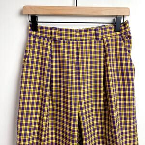Vintage 80s 90s Plaid Pants High Waist Cropped Small Preppy Dopamine Quirky Twee